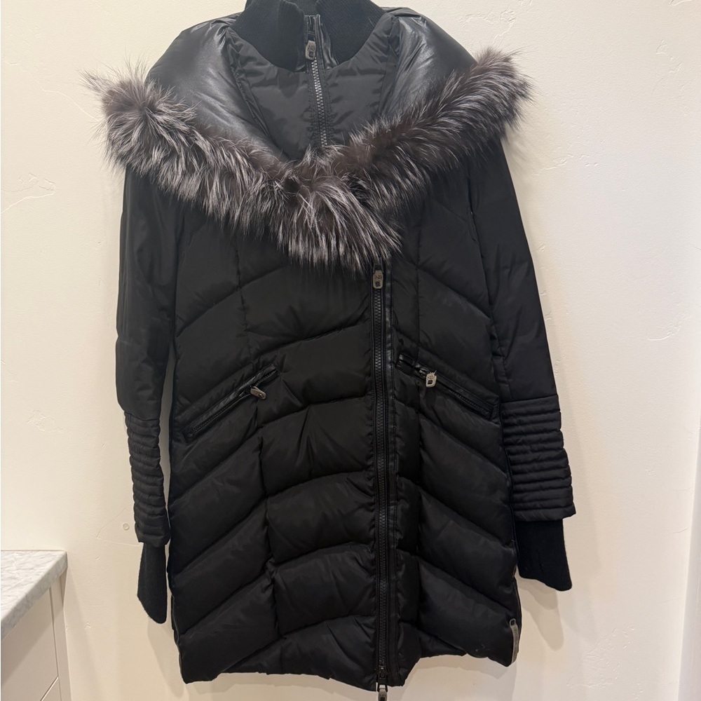 Nicole Benisti Women's Black Fur-Trimmed Puffer Coat